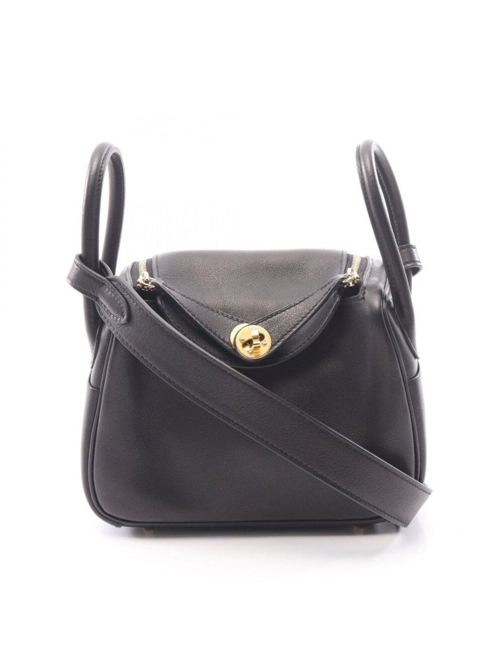 Hermes Shoulder Bag Lindy Mini Black Leather